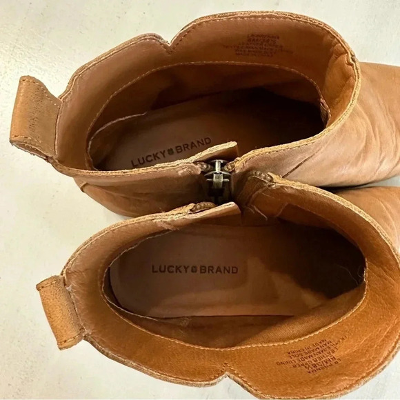 Lucky Brand LP-Prenma Topanga Tan Women's Leather Ankle Zip Up Booties Sz 8M GUC - Picture 5 of 10